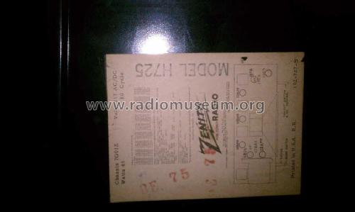 H725 Ch= 7G01Z; Zenith Radio Corp.; (ID = 1289022) Radio