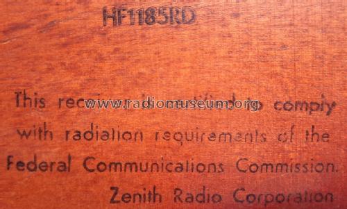 HF1185RD Ch= 11A20; Zenith Radio Corp.; (ID = 2669270) Radio