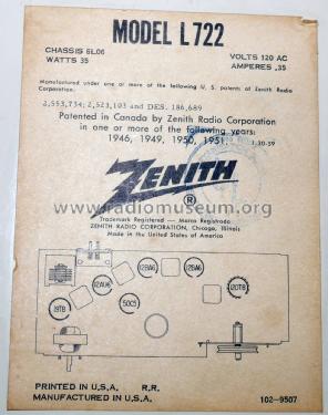 L722W Ch= 6L06; Zenith Radio Corp.; (ID = 2075469) Radio
