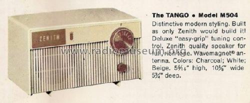 M504C The Tango Ch= 5M04; Zenith Radio Corp.; (ID = 1253199) Radio