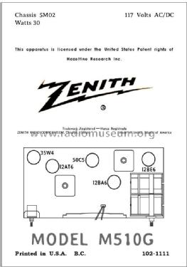 M510G Ch= 5M02; Zenith Radio Corp.; (ID = 2848734) Radio