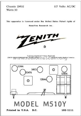 M510Y Ch= 5M02; Zenith Radio Corp.; (ID = 2848737) Radio