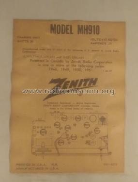 MH910 Ch= 9H22; Zenith Radio Corp.; (ID = 2799300) Radio