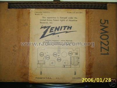 R510Z1 Ch= 5M02Z1; Zenith Radio Corp.; (ID = 218336) Radio