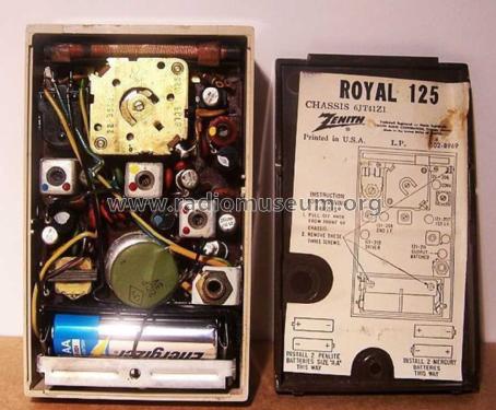 Royal 125 Shirt Pocket Radio Ch= 6JT41Z1; Zenith Radio Corp.; (ID = 1703824) Radio