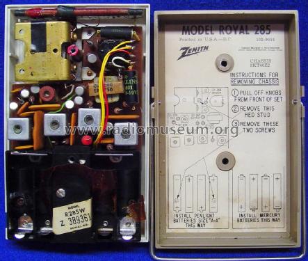 Royal 285-W Pocket Radio 285-W Ch=8KT40Z2; Zenith Radio Corp.; (ID = 869776) Radio