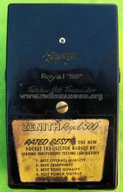 Royal 500 Ch= 7XT40Z1; Zenith Radio Corp.; (ID = 2553896) Radio