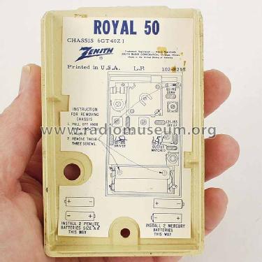 Royal 50VH Shirt Pocket Radio Ch=6GT40Z1, 6GT40Z2; Zenith Radio Corp.; (ID = 157989) Radio