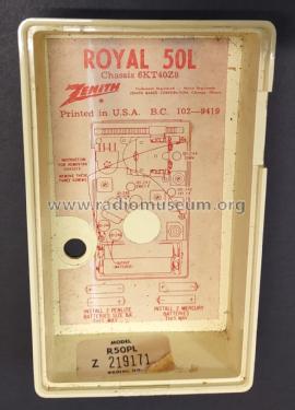 Royal 50PL Shirt Pocket Radio Ch= 6KT40Z1, 6KT40Z8; Zenith Radio Corp.; (ID = 2806718) Radio