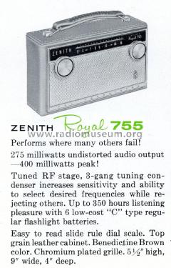 Royal 755 Ch= 8CT41Z2; Zenith Radio Corp.; (ID = 2032656) Radio