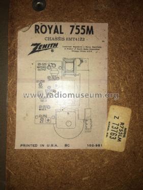 Royal 755 De Luxe Long Distance Ch= 8MT41Z2; Zenith Radio Corp.; (ID = 2292599) Radio