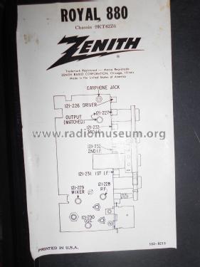Royal 880 9KT42Z6 ; Zenith Radio Corp.; (ID = 2337591) Radio