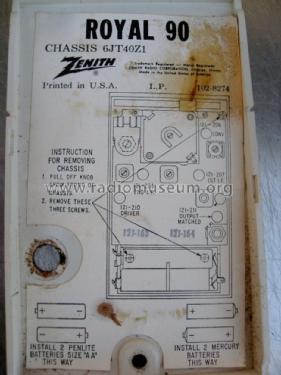 Royal 90 Shirt Pocket Radio Ch= 6JT40Z1; Zenith Radio Corp.; (ID = 1212656) Radio