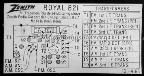 Royal RB21Y ; Zenith Radio Corp.; (ID = 2604681) Radio