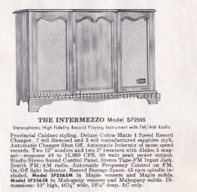 SF2565M Ch= 8B24 + 7B31; Zenith Radio Corp.; (ID = 1359089) Radio