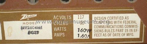 SFF2604-1 Ch= 5G29; Zenith Radio Corp.; (ID = 2152361) Enrég.-R