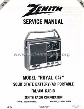 Royal G47, RG47J Solid State ; Zenith Radio Corp.; (ID = 1521310) Radio