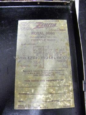 Trans-Oceanic Royal 3000 Ch= 12KT40Z3; Zenith Radio Corp.; (ID = 1029041) Radio