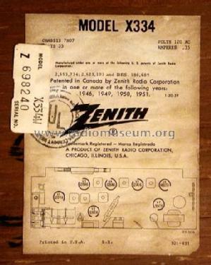 X334W 2-2345 Ch= 7N07; Zenith Radio Corp.; (ID = 1134519) Radio
