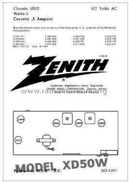 XD50W Ch= 5D12; Zenith Radio Corp.; (ID = 2799893) Radio