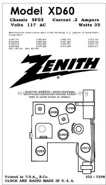 XD60L Ch= 5F03; Zenith Radio Corp.; (ID = 2791212) Radio