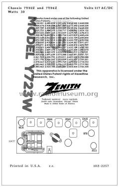 Y723W Ch=7Y04Z; Zenith Radio Corp.; (ID = 2806296) Radio