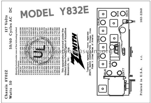 Y832E Ch= 8Y02; Zenith Radio Corp.; (ID = 3003772) Radio