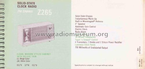 Z265 Ch= 4ZT28; Zenith Radio Corp.; (ID = 2812681) Radio