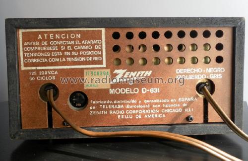 Stereophonic Cartridge Tape Player D-631; Zenith, Telerasa; (ID = 2383370) Sonido-V