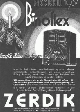 Binoflex 1934; Zerdik; Wien (ID = 10507) Radio