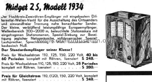 Midget 2S, M2S 1934; Zerdik; Wien (ID = 39187) Radio