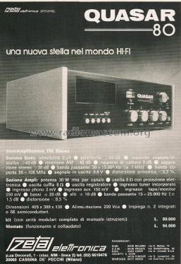 Quasar 80 Sintoamplificatore FM Stereo ; Zeta Elettronica; (ID = 2747140) Radio