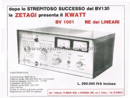 Amplificatore Lineare RF BV 1001; Zetagi S.p.A.; (ID = 2740333) Ciudadana