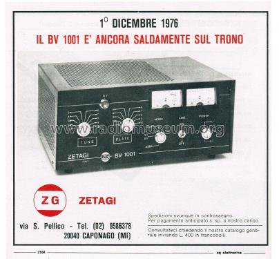 Amplificatore Lineare RF BV 1001; Zetagi S.p.A.; (ID = 2792536) Cittadina