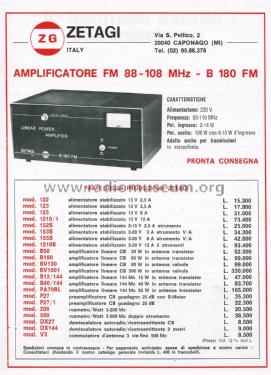 Linear Power Amplifier B 180 FM; Zetagi S.p.A.; (ID = 2745741) RF-Ampl.