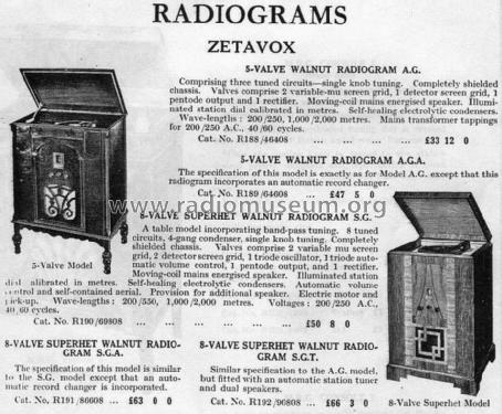 5-valve Walnut Radiogram AGA - A.G.A. ; Zetavox Radio & (ID = 1287719) Radio