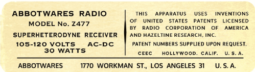 Z477 Western Horse with Clock ; Abbotwares; Los (ID = 3136065) Radio