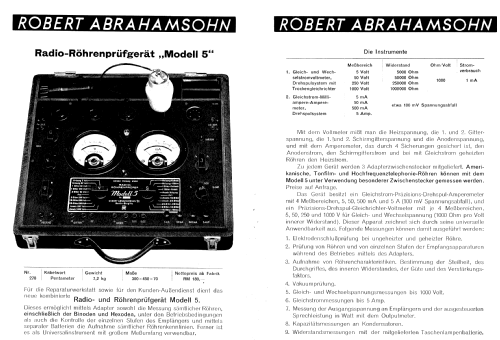 Röhrenprüfgerät Modell 5; Abrahamsohn, Robert; (ID = 2093495) Equipment