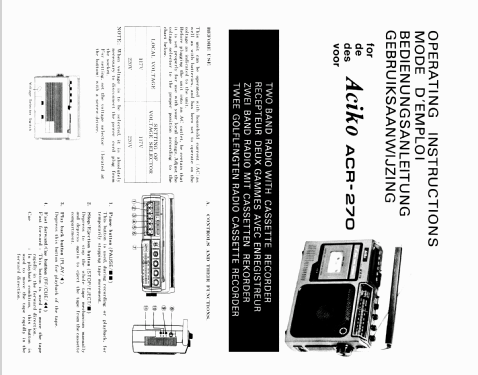 Aciko UKW/MW Radio Cassetten Recorder ACR270; Aciko brand (ID = 373828) Radio