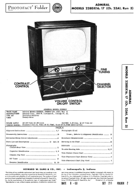 228DX17 Ch= 23A1, Run 3; Admiral brand (ID = 3185646) Télévision