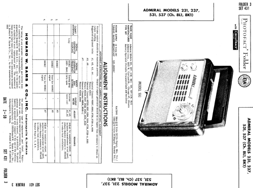 237 Ch= 8K1; Admiral brand (ID = 645413) Radio