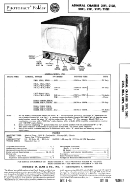 27K26 Ch= 21F1; Admiral brand (ID = 2924772) Télévision