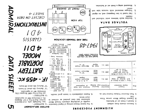 4D11 Ch= 4D1; Admiral brand (ID = 192559) Radio