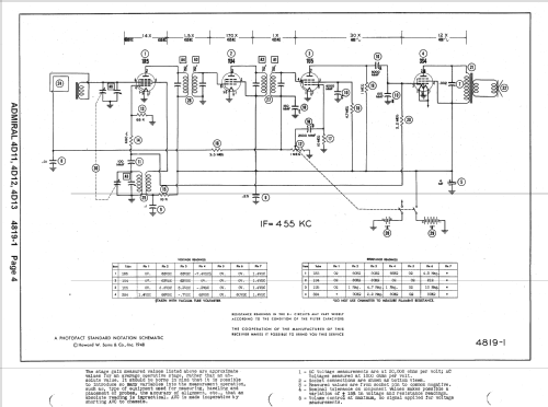 4D11 Ch= 4D1; Admiral brand (ID = 1420509) Radio