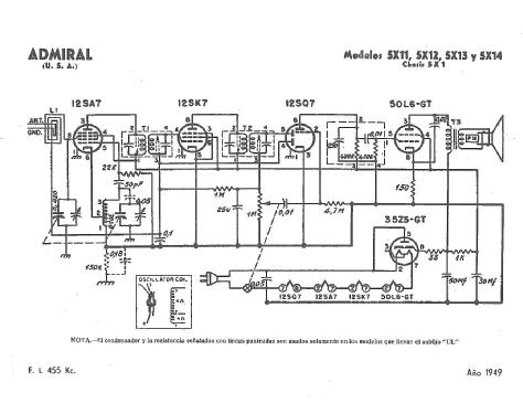 5X12 UL Ch= 5X1; Admiral brand (ID = 109332) Radio