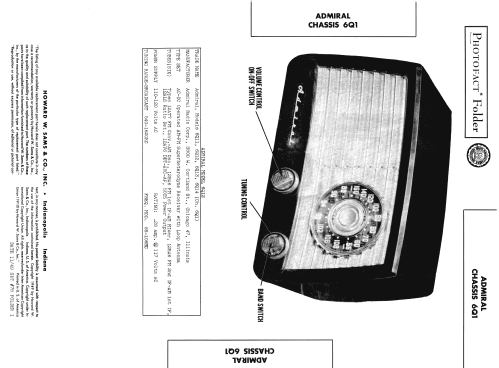 6Q14 Ch= 6Q1; Admiral brand (ID = 926197) Radio