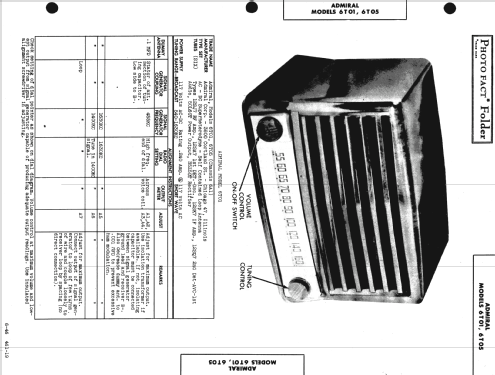 6T01 Ch= 6A1; Admiral brand (ID = 512486) Radio