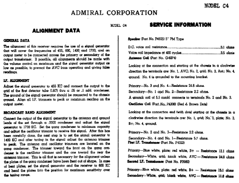 C 4 ; Admiral brand (ID = 309780) Radio