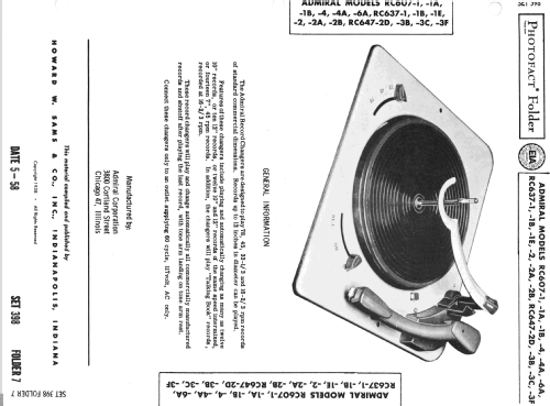 RC607-1A ; Admiral brand (ID = 2600034) Sonido-V