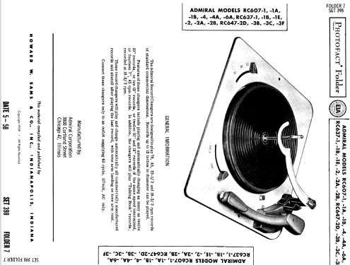 RC607-1A ; Admiral brand (ID = 992105) Sonido-V